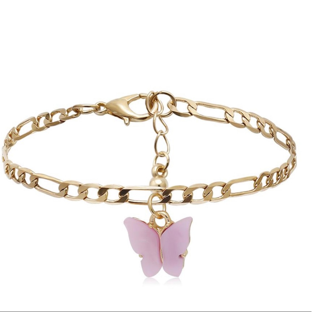 2pc set butterfly anklet